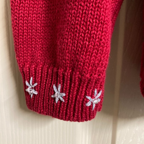 Vintage Tiara International Red Zip Up Christmas Sweater - Picture 8 of 10